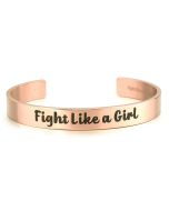 Fight Like a Girl Bangle Cuff Bracelet Rose Gold Plated Stainless Steel in Jewelry Box