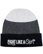  -"Fight Like a Girl Hybrid 2" Knit Cuffed Beanie - White
