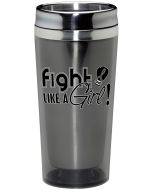 "Fight Like a Girl Signature" Stainless Steel Acrylic Travel Tumbler - Grey