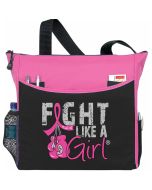 "Fight Like a Girl Knockout" Breast Cancer Awareness Dakota Tote Bag - Hot Pink