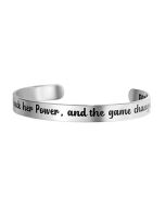 "She Took Back Her Power" Stainless Steel 8mm Bangle Cuff Bracelet - Silver