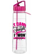 Breast Cancer Survivor Water Bottle It Came We Fought I Won Pink Ribbon