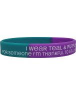 "Thankful to Still Have" Suicide Awareness Silicone Wristband - Teal & Purple Segmented 