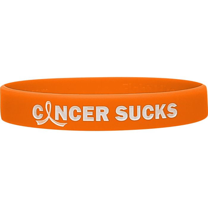 silicone wristband cancer sucks orange side 1 1