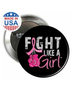Fight Like a Girl Buttons Pins - Breast Cancer Boxing Gloves