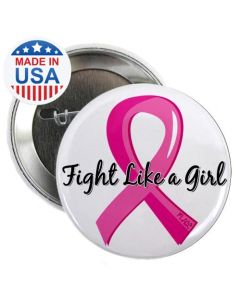 Fight Like a Girl Pink Ribbon Buttons - Breast Cancer