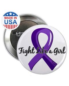 Fight Like a Girl Purple Ribbon Buttons
