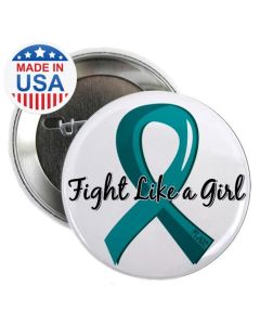 Fight Like a Girl Teal Ribbon Buttons