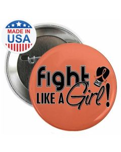 Fight Like a Girl Signature Round Button - Peach