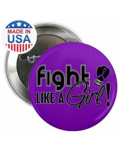 Fight Like a Girl Signature Round Button - Purple