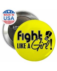 Fight Like a Girl Signature Round Button - Yellow