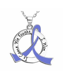 "It Came. We Fought. I Won." Survivor Necklace w/ Periwinkle Ribbon For Esophageal Cancer