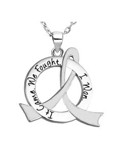 "It Came. We Fought. I Won." Survivor Necklace For Lung Cancer, Lung Disease, Mesothelioma, Bone Cancer, Retinoblastoma