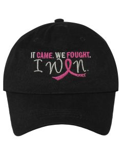 It Came. We Fought. I Won. Embroidered Cap - Black, Pink