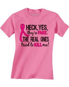 Heck Yes, They're Fake Women's T-Shirt - Pink [S]