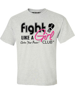 Fight Like a Girl Club Logo Unisex T-Shirt - Heather Grey w/ Pink [S]