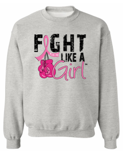 Fight Like a Girl Knockout Unisex Sweatshirt - Heather Grey w/ Pink [S]