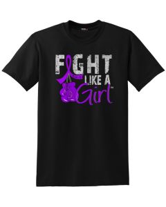 Fight Like a Girl Knockout Unisex T-Shirt - Black w/ Purple [S]