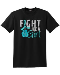 Fight Like a Girl Knockout Unisex T-Shirt - Black w/ Teal [S]