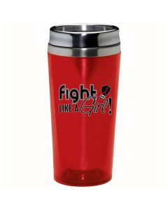 "Fight Like a Girl Signature" Stainless Steel Acrylic Travel Tumbler - Red