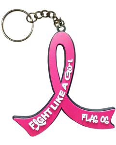 Fight Like a Girl Pink Ribbon Key Chain for Breast Cancer