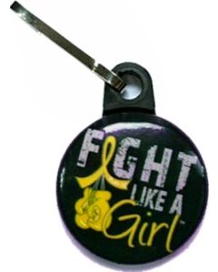 Fight Like a Girl Zipper Pull Childhood Cancer Neuroblastoma