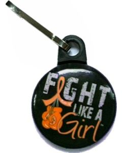 Fight Like a Girl Zipper Pull Leukemia MS Multiple Sclerosis RSD Kidney Cancer