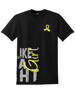Fight Like a Girl Side Wrap v1 Unisex T-Shirt - Black w/ Yellow [S]