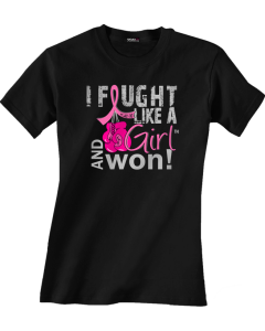 Fought Like a Girl Knockout Women's T-Shirt - Black w/ Pink [S]