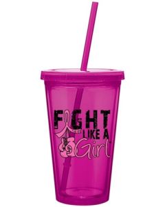 Fight Like a Girl Acrylic Tumbler with Boxing Gloves