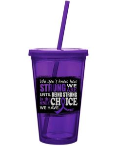 How Strong We Are Purple Ribbon Acrylic Tumbler with Straw