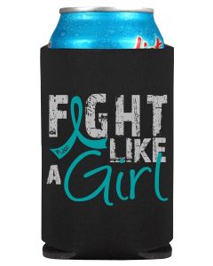 Fight Like a Girl Koozie Can Cooler for Ovarian Cancer