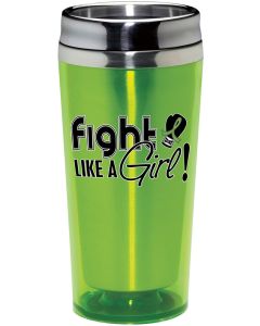"Fight Like a Girl Signature" Stainless Steel Acrylic Travel Tumbler - Lime Green
