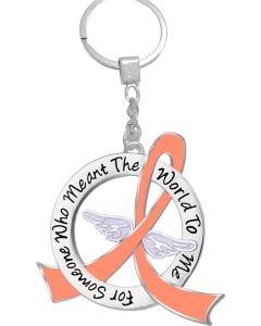 "Meant The World To Me" Tribute Keychain - Peach Ribbon