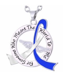 "Meant The World To Me" Tribute Necklace - Blue & White Ribbon