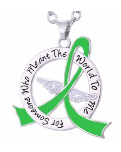 "Meant The World To Me" Tribute Necklace - Lime Green Ribbon