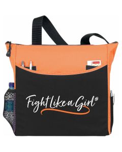 "Fight Like a Girl Script" Dakota Tote Bag - Orange 