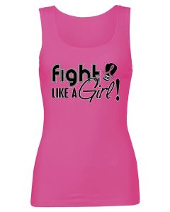 Fight Like a Girl Signature Women's Ribbed Tank Top - Hot Pink [S]