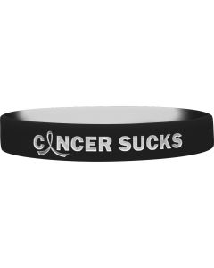 "Cancer Sucks" Ink-Filled Silicone Wristband - Black and White