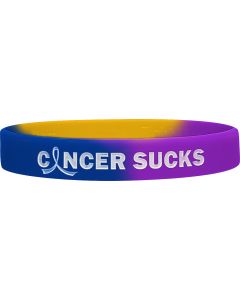 Cancer Sucks Silicone Wristband - Blue, Purple, & Marigold