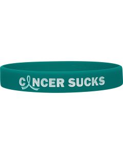 Cancer Sucks Teal Wristband Bracelet for Ovarian Cancer, Peritoneal Cancer, Gynecologic Cancer