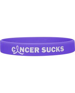 "Cancer Sucks" Ink-Filled Silicone Wristband - Violet