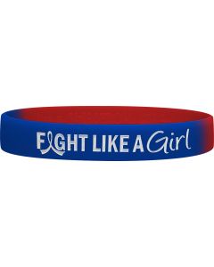 "Fight Like a Girl Hybrid" Ink-Filled Silicone Wristband - Blue & Red