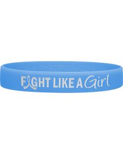 "Fight Like a Girl Hybrid" Ink-Filled Silicone Wristband - Light Blue