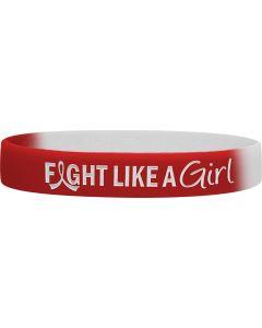 "Fight Like a Girl Hybrid" Ink-Filled Silicone Wristband - Red and White