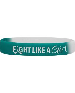Fight Like a Girl Hybrid Silicone Wristband - Teal & White