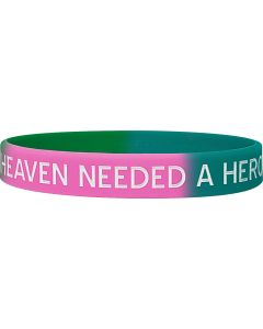 "Heaven Needed a Hero" Metastatic Breast Cancer Silicone Wristband Bracelet - Pink, Teal, Green