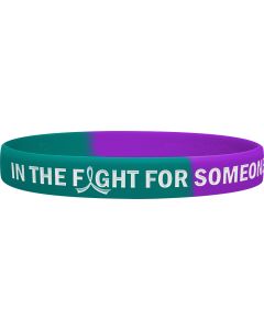 "In The Fight" Ink-Filled Suicide Awareness Wristband Bracelet - Teal, Purple 