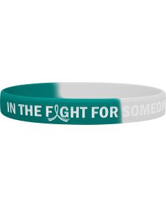 "In The Fight" Ink-Filled Silicone Wristband Bracelet - Teal, White