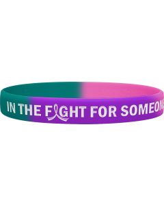 "In The Fight" Ink-Filled Silicone Wristband Bracelet - Teal, Purple, Pink